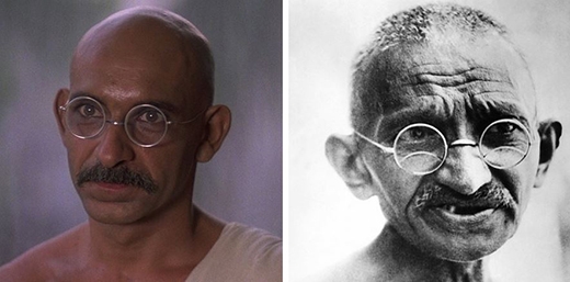 
	
	Ben Kingsley vào vai Mohandas Karamchand Gandhi trong phim Gandhi.